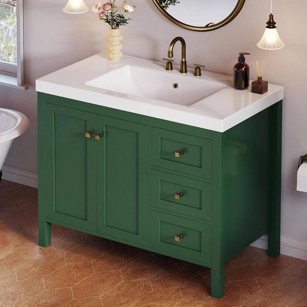 NTQ 42 in. W x 21.5 in. D x 33.5 in. H Bath Vanity Cabinet without Top Bathroom Vanity Modern Thickened Wood in Green (2)