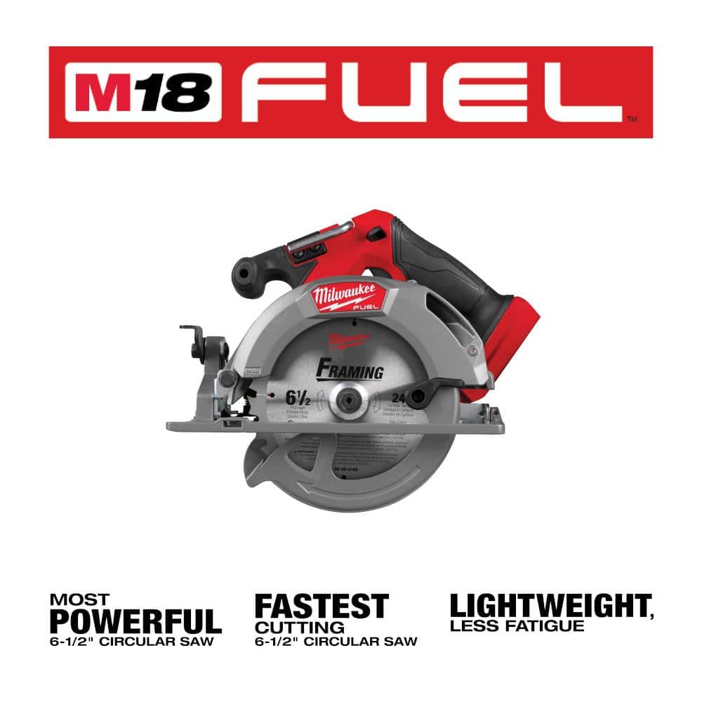 Milwaukee M18 FUEL 18V Lithium-Ion Brushless Cordless 6-1/2 in. Circular Saw (Tool-Only) with 24-Tooth Carbide Framing Blade (2)