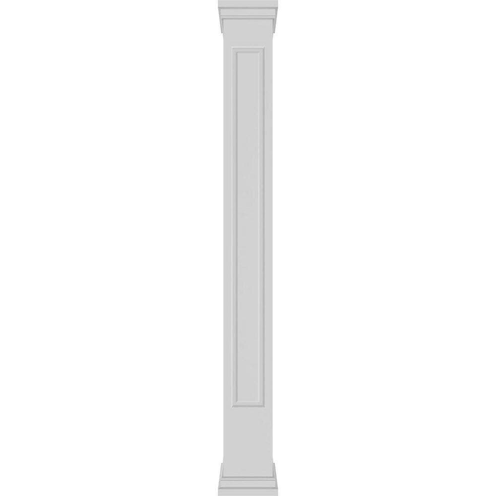 Ekena Millwork 9-5/8 in. x 10 ft. Premium Square Non-Tapered, Raised Panel PVC Column Wrap Kit, Prairie Capital and Base (2)