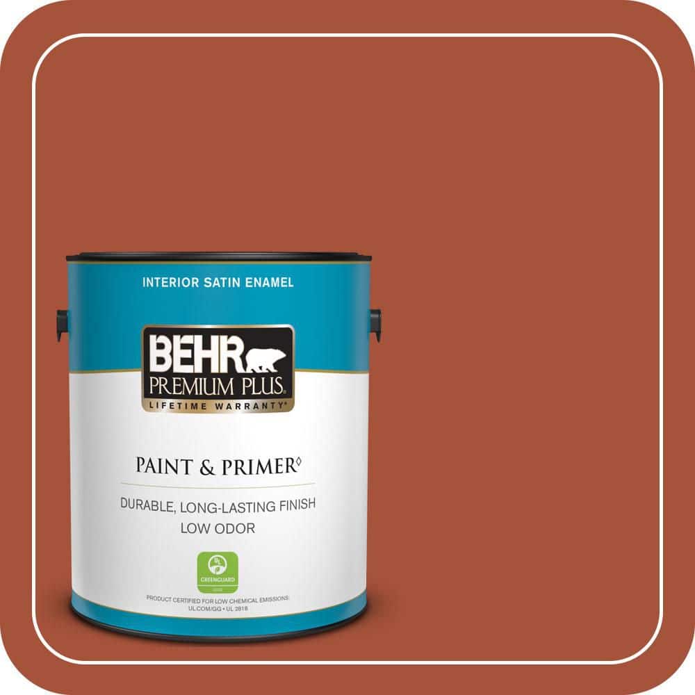 BEHR PREMIUM PLUS 1 gal. #S-H-210 New Penny Satin Enamel Low Odor Interior Paint & Primer