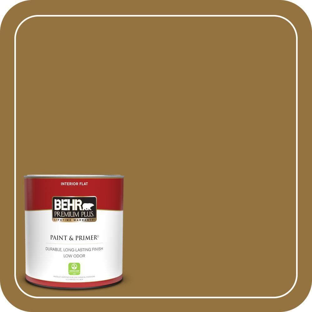 BEHR PREMIUM PLUS #330D-7 Sconce Gold Flat Low Odor & Primer