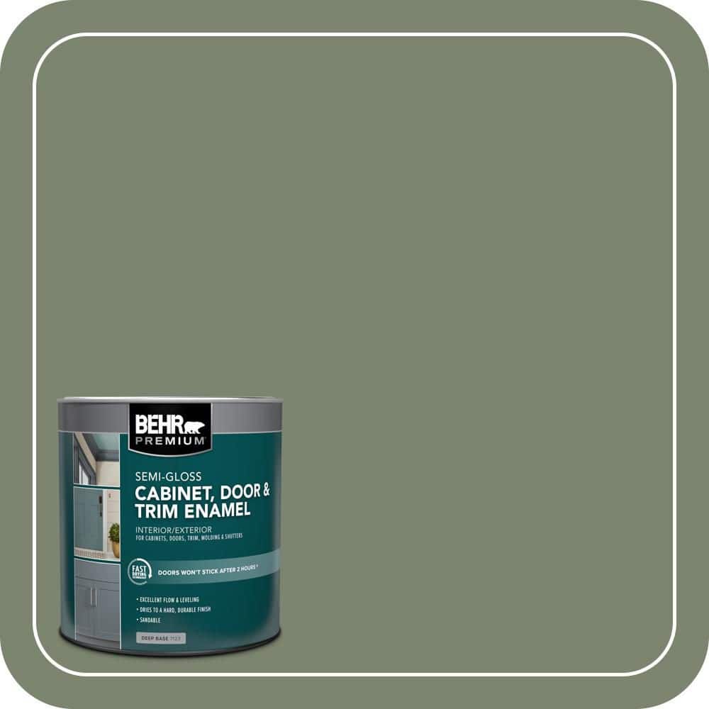 BEHR PREMIUM 1 qt. #SC-126 Woodland Green Semi-Gloss Enamel Interior/Exterior Cabinet, Door & Trim Paint