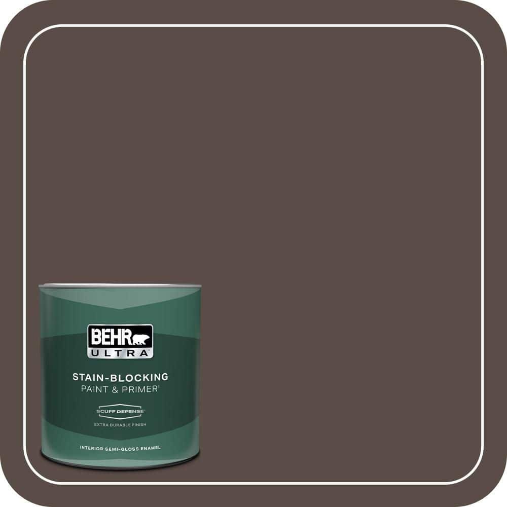 BEHR ULTRA 1 qt. #PPU5-19 Dark Truffle Extra Durable Semi-Gloss Enamel Interior Paint & Primer