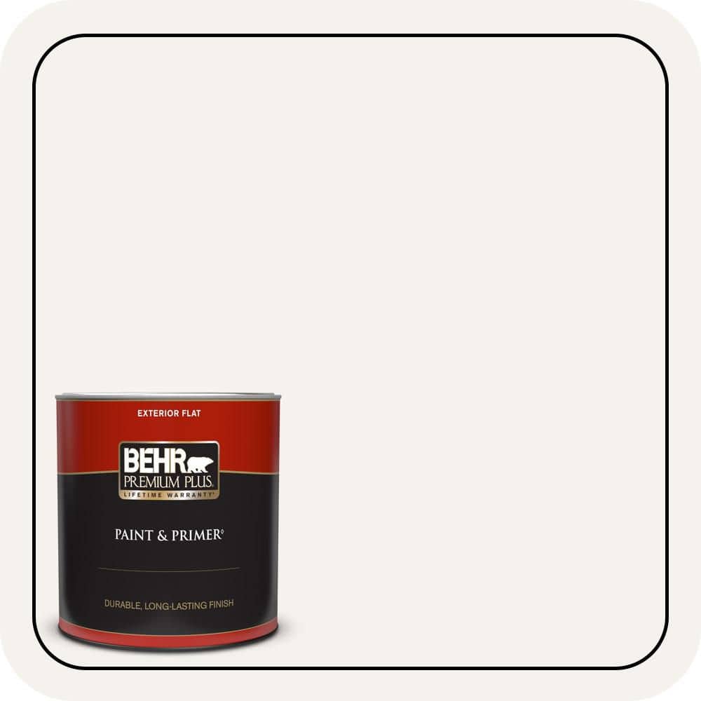 BEHR PREMIUM PLUS 1 qt. #PR-W14 Bit of Sugar Flat Exterior Paint & Primer (1)