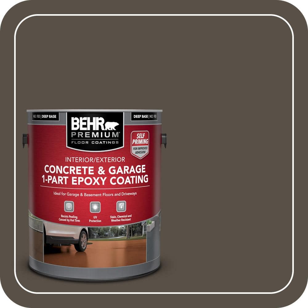 BEHR PREMIUM 1 gal. #N360-7 Potting Soil Self-Priming 1-Part Epoxy Satin Interior/Exterior Concrete and Garage Floor Paint