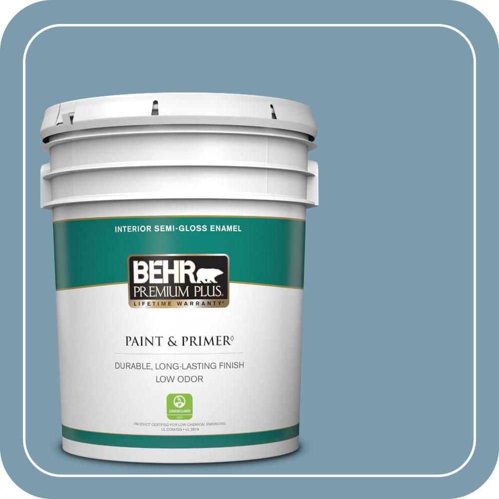 BEHR PREMIUM PLUS 5 gal. #550F-4 Cool Dusk Semi-Gloss Enamel Low Odor Interior Paint & Primer