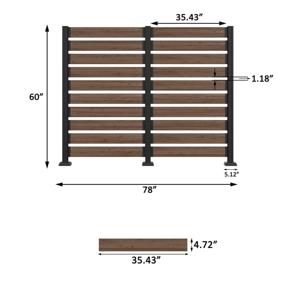 VEIKOUS 5 ft. H x 6.5 ft. W (2-Panel) Outdoor Flat Cedar Wood Fence Panel with Metal Stakes for Soft and Hard Ground, Flat Top (3)
