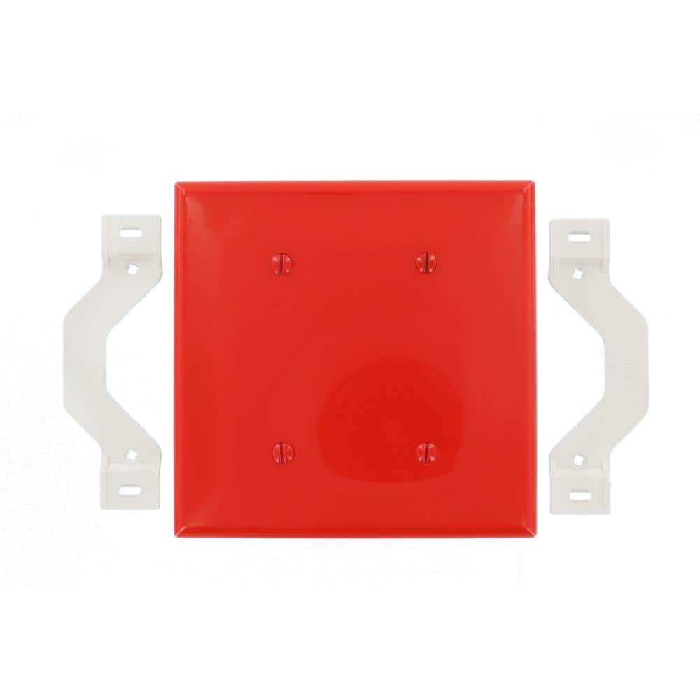 Leviton 2-Gang Red Blank Plate Nylon Strap Mount Standard Wall Plate (1-Pack) 80734-R (2)