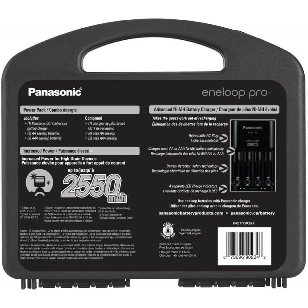 Panasonic eneloop pro Power Pack Includes 8AA, 2AAA Ni-MH Rechargeable Batteries, Advanced Charger and Plastic Storage Case (2)