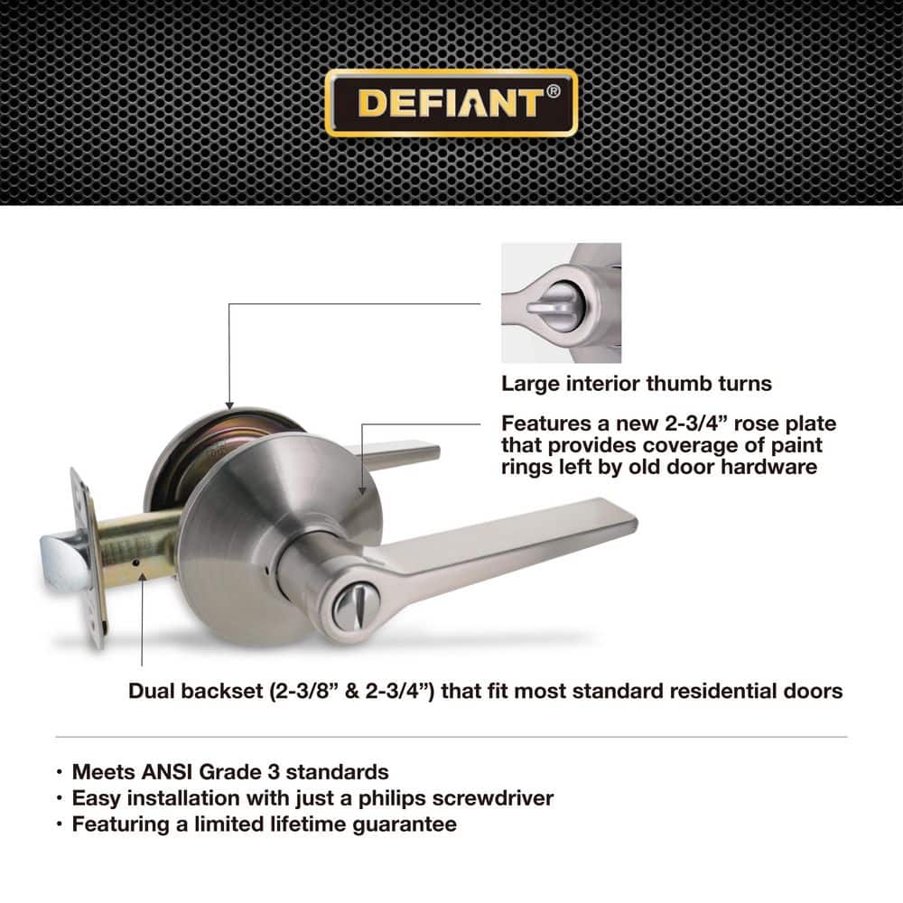 Defiant Freedom Satin Nickel Bed/Bath Door Handle (4)