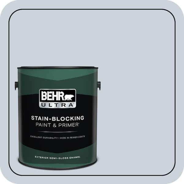 BEHR ULTRA 1 gal. #PPU14-17A Polar Frost Semi-Gloss Enamel Exterior Paint & Primer (2)