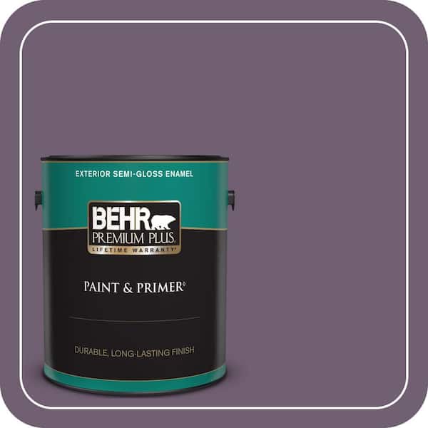 BEHR PREMIUM PLUS 1 gal. #S100-6 Blackberry Jam Semi-Gloss Enamel Exterior Paint & Primer (2)