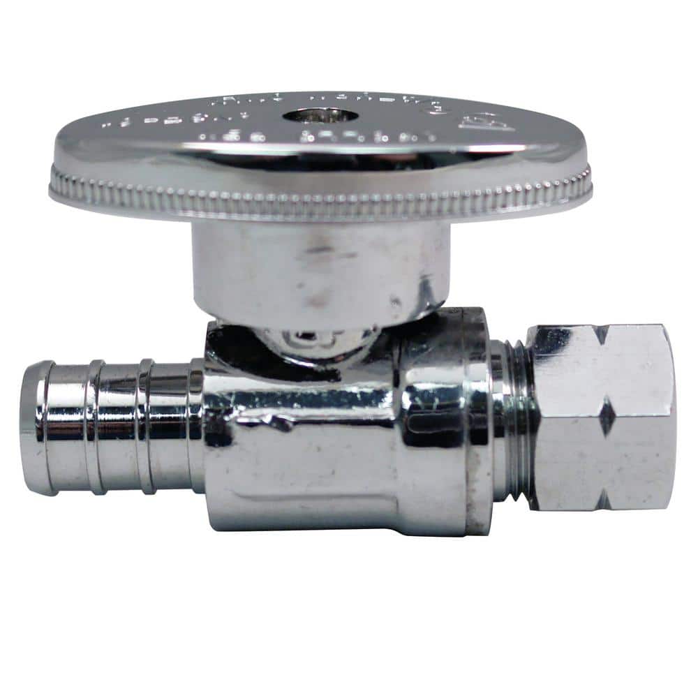 Apollo . Chrome-Plated Brass PEX-B Barb 3/8 in. Compression Quarter-Turn Stop Valve Pro Pack