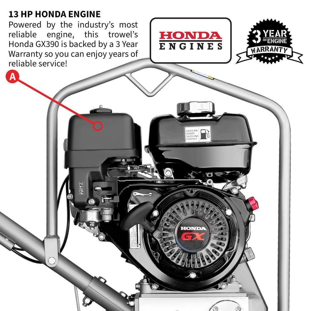 Tomahawk Power 46 in. Concrete Power Trowel Walk Behind Fast Pitch 13 HP Honda Finishing Trowel with Blades Float Pan (3)