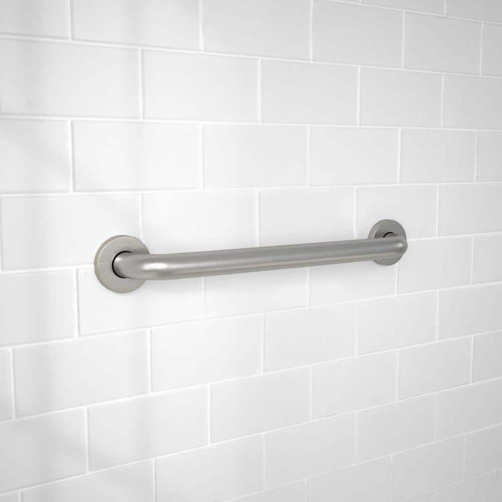 Glacier Bay 18 in. L x 3.1 in. ADA Compliant Grab Bar in Brushed Stainless Steel (3)