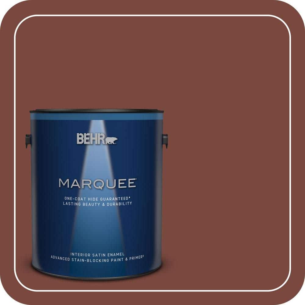 BEHR MARQUEE 1 gal. #S150-7 Fire Roasted One-Coat Hide Satin Enamel Interior Paint & Primer