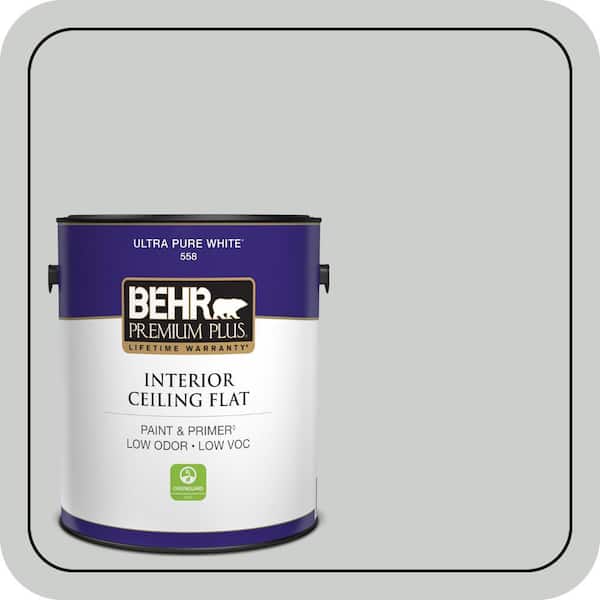 BEHR PREMIUM PLUS 1 gal. #N460-2 Planetary Silver Ceiling Flat Interior Paint & Primer (2)