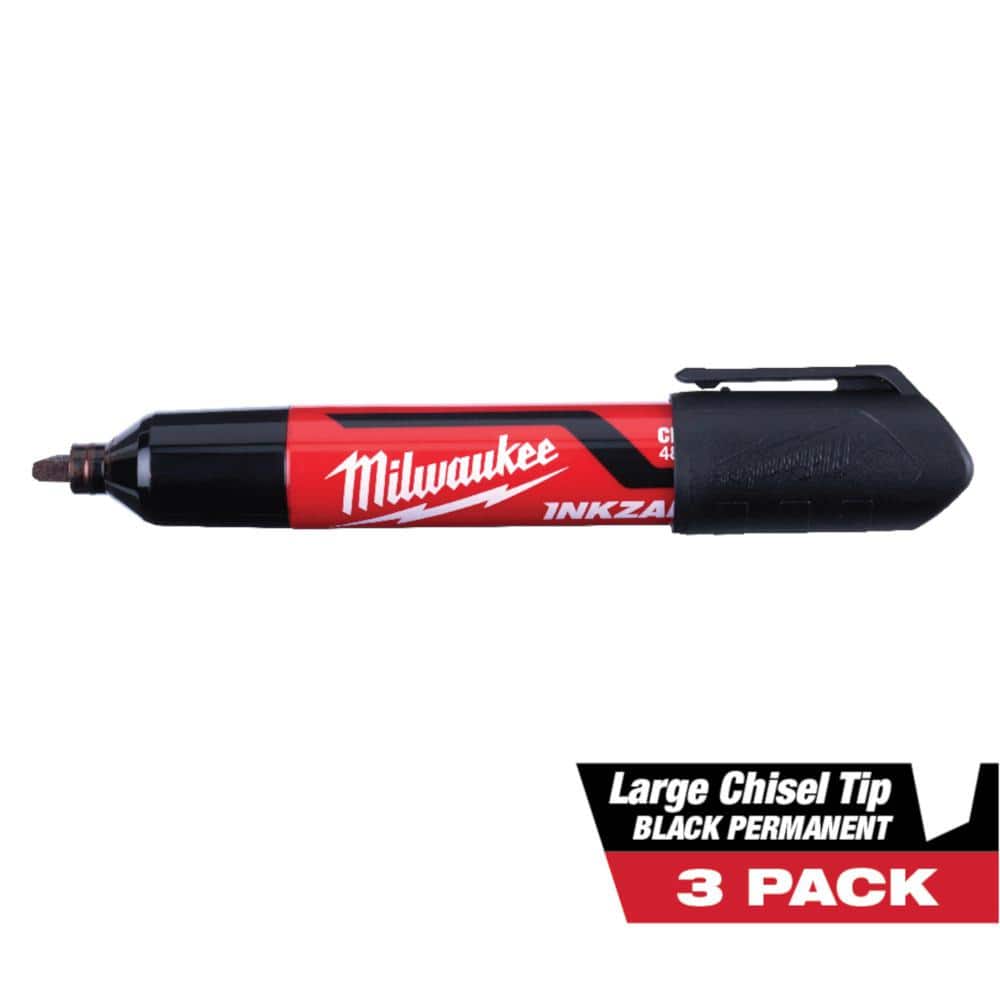 Milwaukee INKZALL Black Large Chisel Tip Jobsite Permanent Marker (3-Pack)