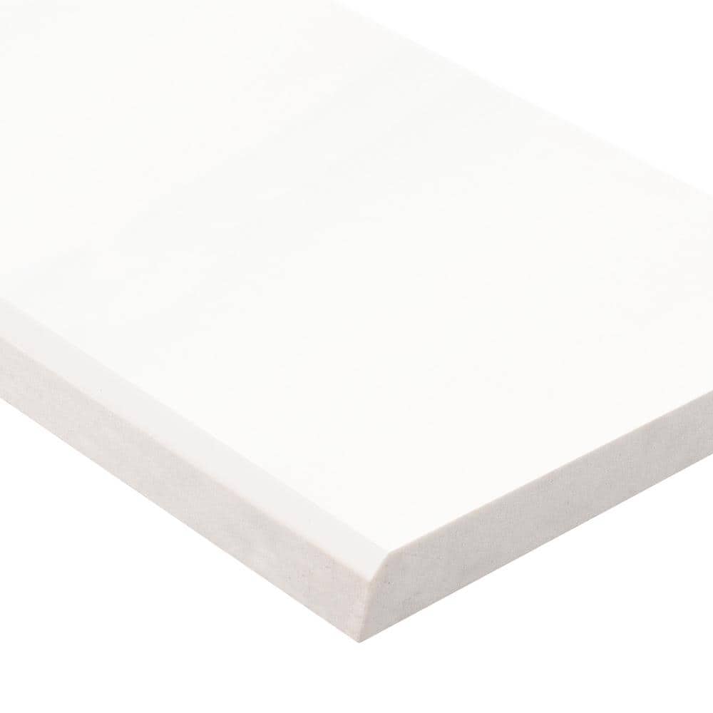 MSI Bright White 6 in. x 37 in. Polished Engineered Marble Single Beveled Threshold Tile Trim (3 lin. ft. /Each) (2)