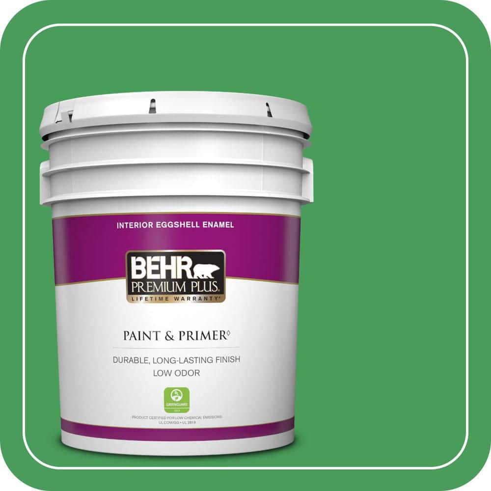 BEHR PREMIUM PLUS 5 gal. #P400-6 Clover Patch Eggshell Enamel Low Odor Interior Paint & Primer