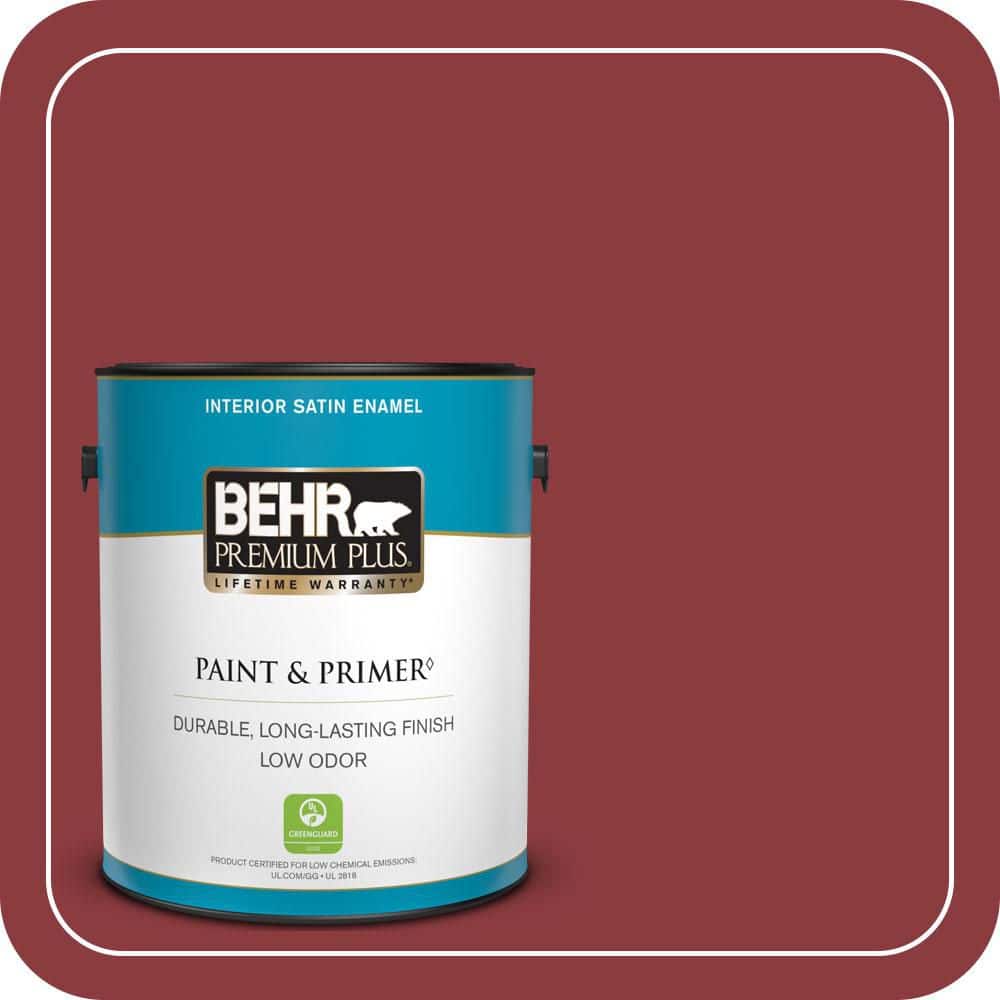 BEHR PREMIUM PLUS 1 gal. #PMD-22 Ripe Currant Satin Enamel Low Odor Interior Paint & Primer