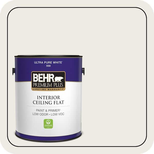 BEHR PREMIUM PLUS 1 gal. #GR-W08 Arcade White Ceiling Flat Interior Paint & Primer (2)
