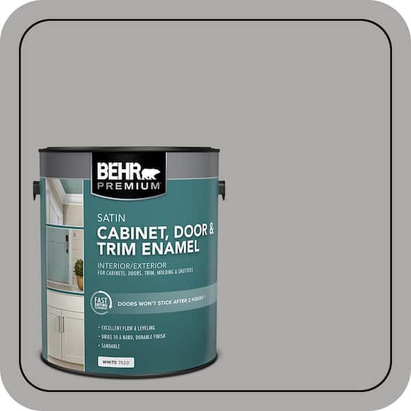 BEHR PREMIUM 1 gal. #PPU18-14 Cathedral Gray Satin Enamel Interior/Exterior Cabinet, Door & Trim Paint (2)