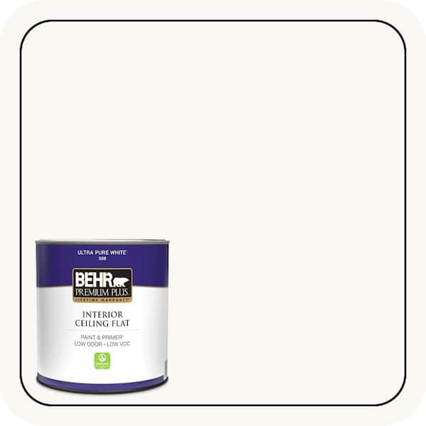 BEHR PREMIUM PLUS 1 qt. Ultra Pure White Ceiling Flat Interior Paint & Primer (2)