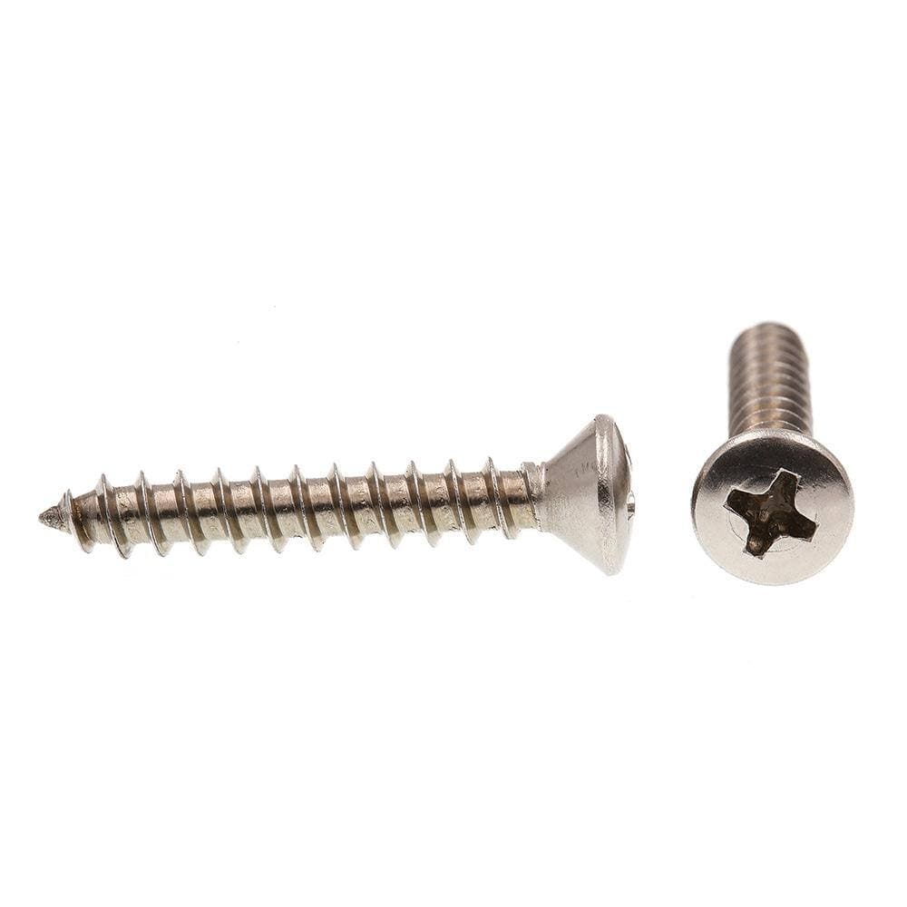 Prime-Line #10 x 1-1/4 in. Grade 18-8 Stainless Steel Phillips Drive Oval Head Self-Tapping Sheet Metal Screws (100-Pack) (2)