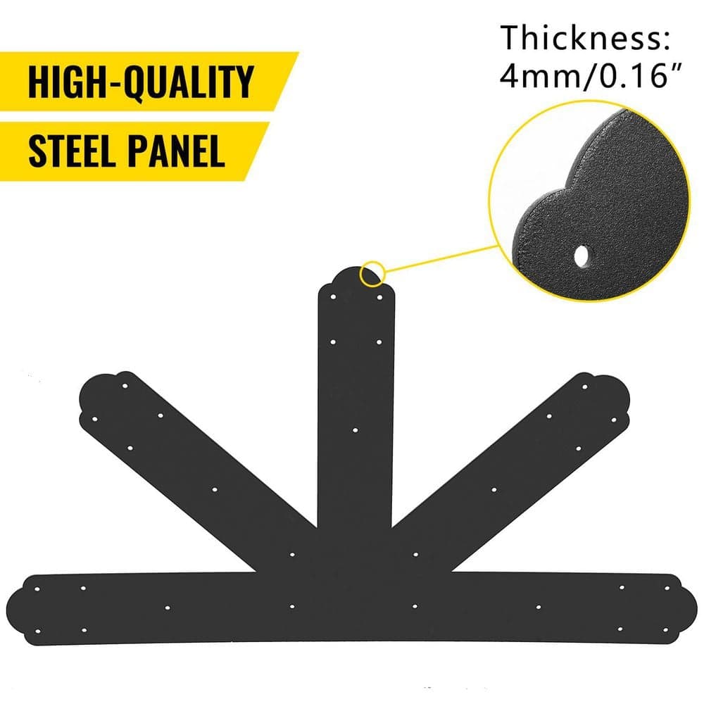 SVOPES Gable Plate, Black Powder-Coated Truss Connector Plates, 12:12 Pitch Gable Bracket, 4 mm Steel Truss Nail Plates (2)