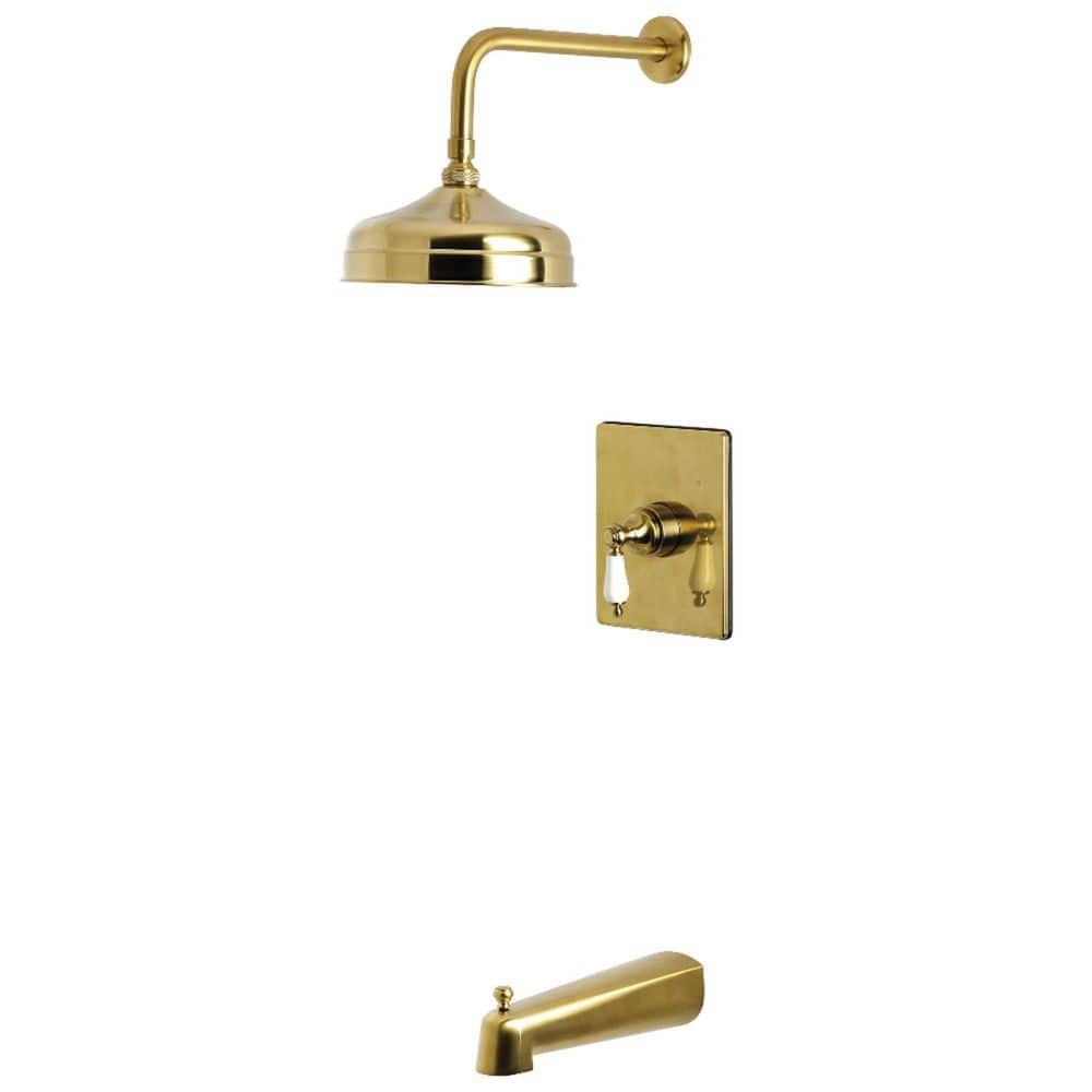 Kingston Brass Demure 1-Handle 1-Spray Tub and Shower Faucet 1.8 GPM in Brushed Brass (1)