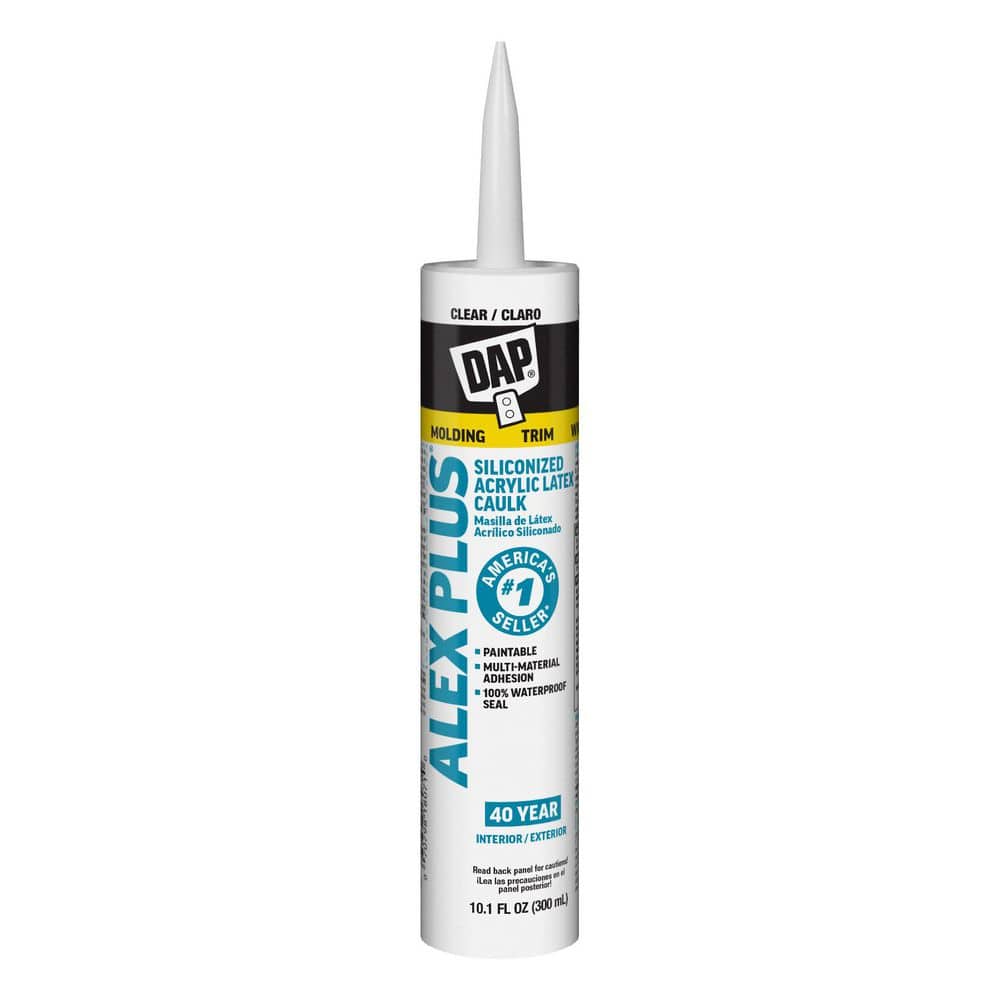 DAP ALEX PLUS 10.1 oz. Clear Acrylic Latex Caulk Plus Silicone (1)