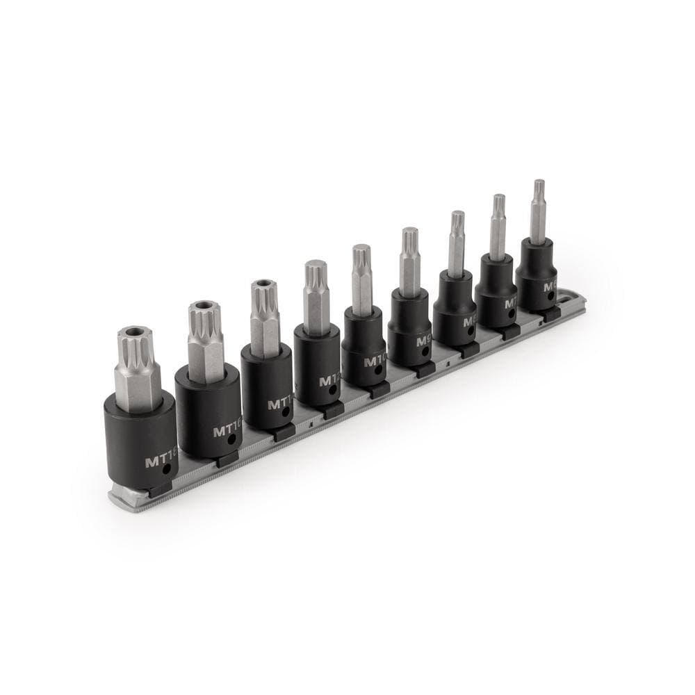 TEKTON 1/2 in. Drive Triple Square Impact Bit Socket Set with Rail, 9-Piece (M6-M12, MT14-MT18) (1)
