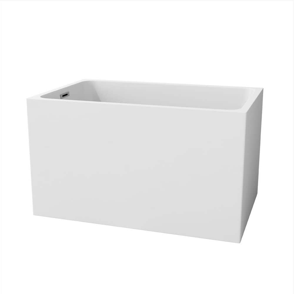 CASAINC 43. 3 in. x 27. 5 in. Rectangle Acrylic Freestanding Japanese Soaking Bathtub in White with Seat, CUPC Certificate (1)