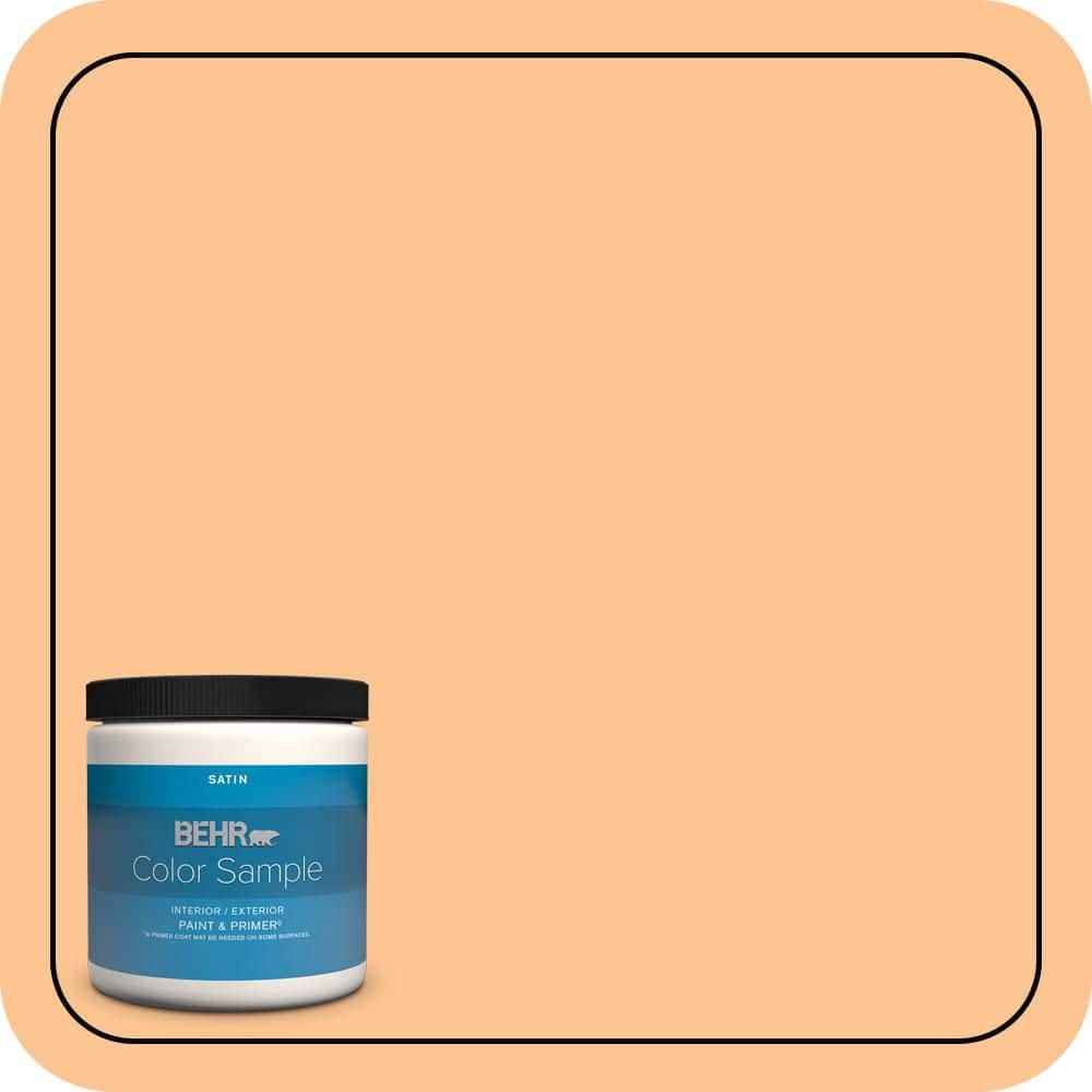 BEHR PREMIUM PLUS 8 oz. #P220-4 Dainty Apricot Satin Enamel Interior/Exterior Paint & Primer Color Sample (1)