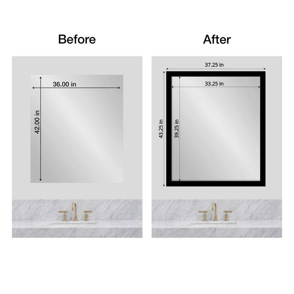 Amanti Art Mirror Makeover Brushed Black 43.25 in. W x 37.25 in. H Bathroom Mirror Frame Border Kit-Fits a 42 x 36 Mirror (3)