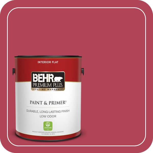 BEHR PREMIUM PLUS 1 gal. #130B-7 Cherry Wine Semi-Gloss Enamel Low Odor Interior Paint & Primer (2)