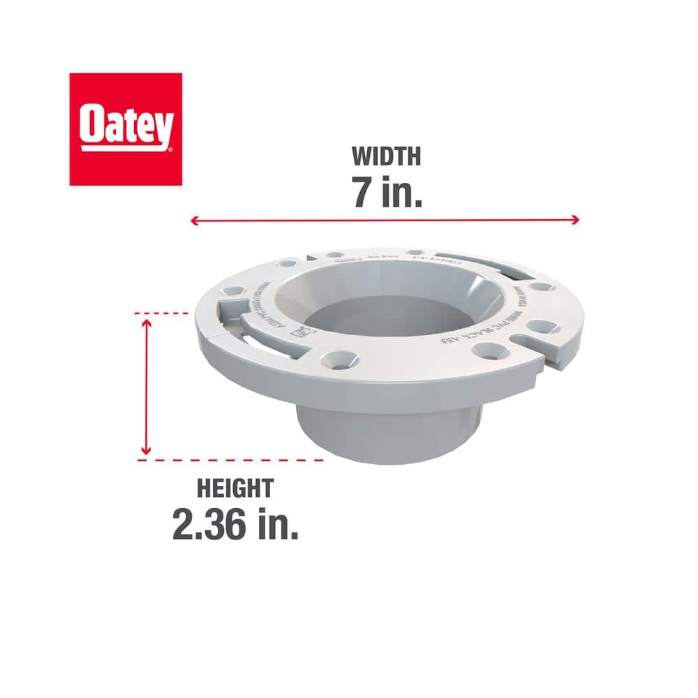 Oatey Fast Set 3 in. Outside Fit or 4 in. Inside Fit PVC Open Hub Toilet Flange (3)