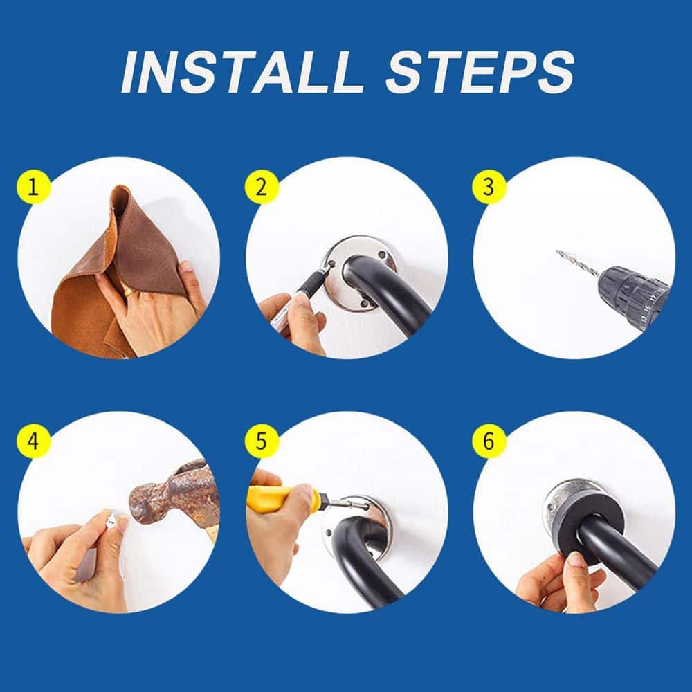 Afoxsos Matte Black Stainless Steel Handrail Bar 12 Inch Outdoor Indoor Safety Grab Bar 2 Pack (2)