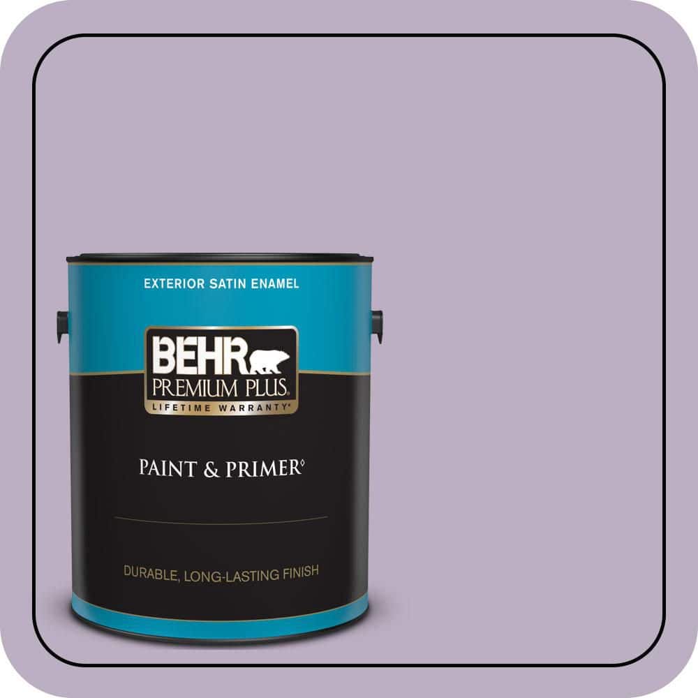 BEHR PREMIUM PLUS 1 gal. #S100-3 Courtly Purple Satin Enamel Exterior Paint & Primer