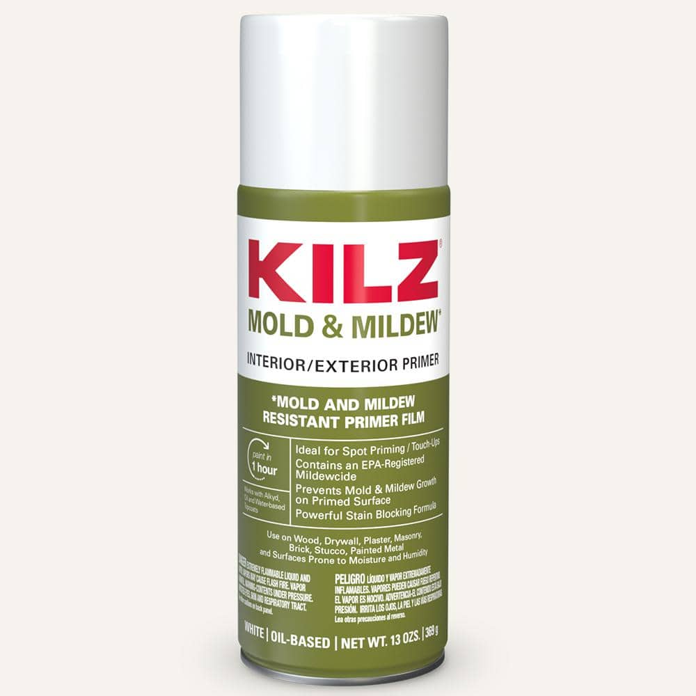 KILZ 13 oz. Mold & Mildew White Oil-Based Interior and Exterior Primer, Sealer and Stain-Blocker Aerosol