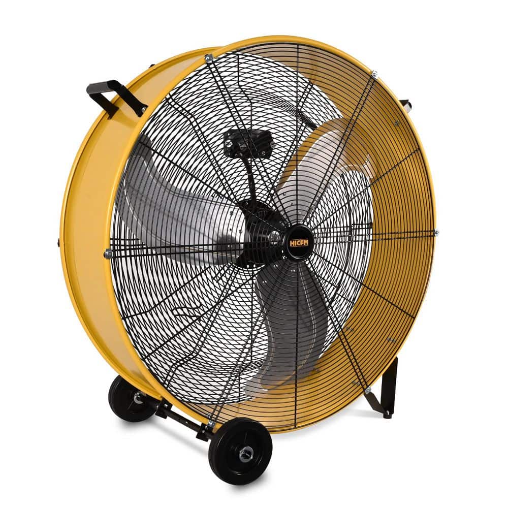 Edendirect 30 in. 3-Speeds Drum Fan in Yellow with Powerful 1/3HP Motor, for Commercial or Industrial, Low Noise (2)