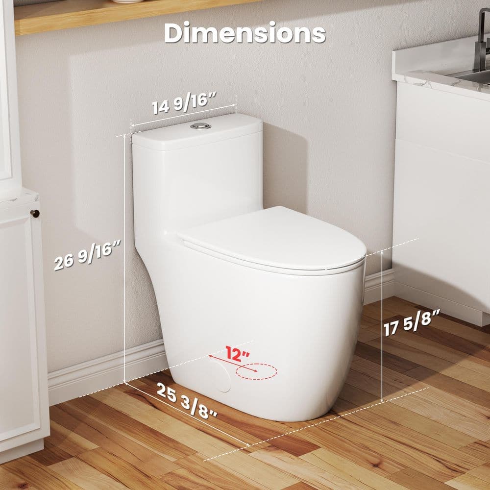 Casta Diva 12 in. Rough-in ADA Height 1-piece 1.0/1.28 GPF Dual Flush Elongated Toilet in White Seat Included, 1000g Map Score (3)