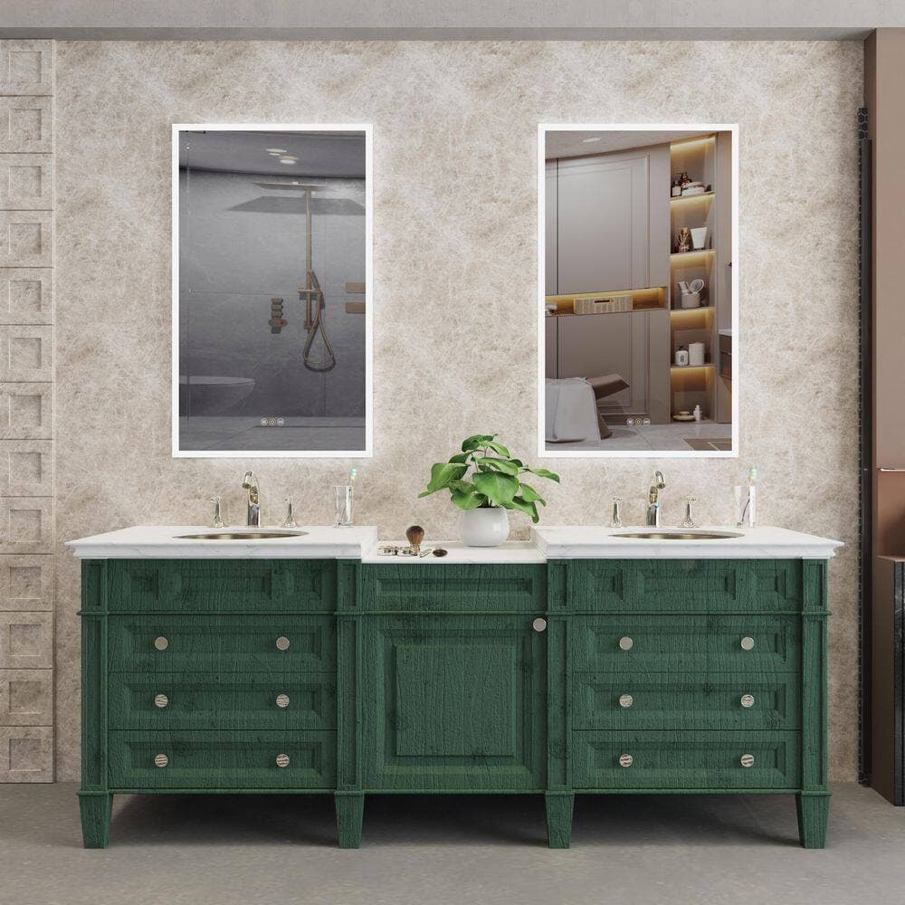 tunuo 48 in. W x 40 in. H Rectangular Left and Right Swing Recessed or Surface-Mount Medicine Cabinets with Mirror (Set of 2) (2)