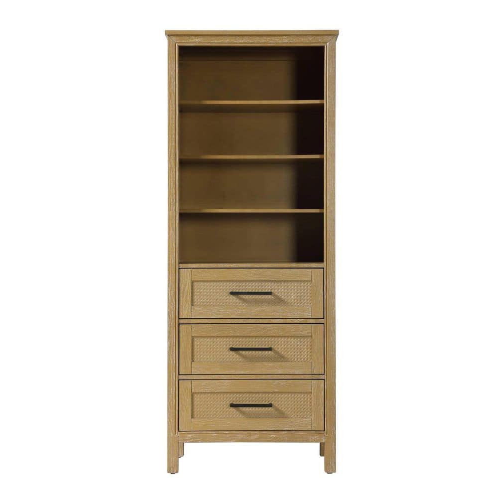 TIMELESS HOME 28 in. W x 18 in. D x 72 in. H Beige Freestanding Linen Cabinet (1)