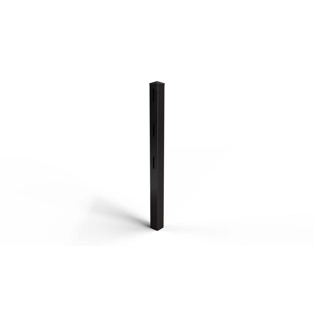Natures Composites Composite 3-Rail Start/End Post with Post Cap for Traditional Ranch Rail System (5 in. x 5 in. x 64 in. L) Raven (Black) (1)