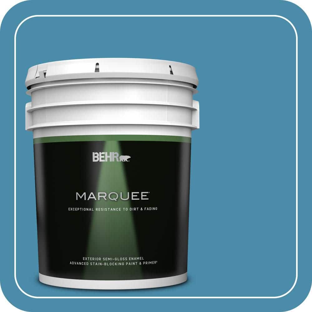 BEHR MARQUEE 5 gal. #550D-6 Blue Chaise Semi-Gloss Enamel Exterior Paint & Primer