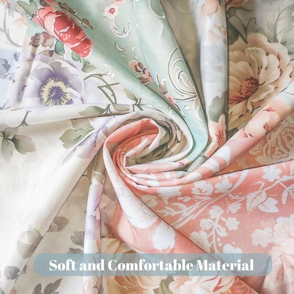 JFVKAF Boho Shower Curtain Floral Patchwork Bath Curtain with 12 Hooks Mid-Century Retro Decor 72 X 72 Inch Pink Microfiber (3)
