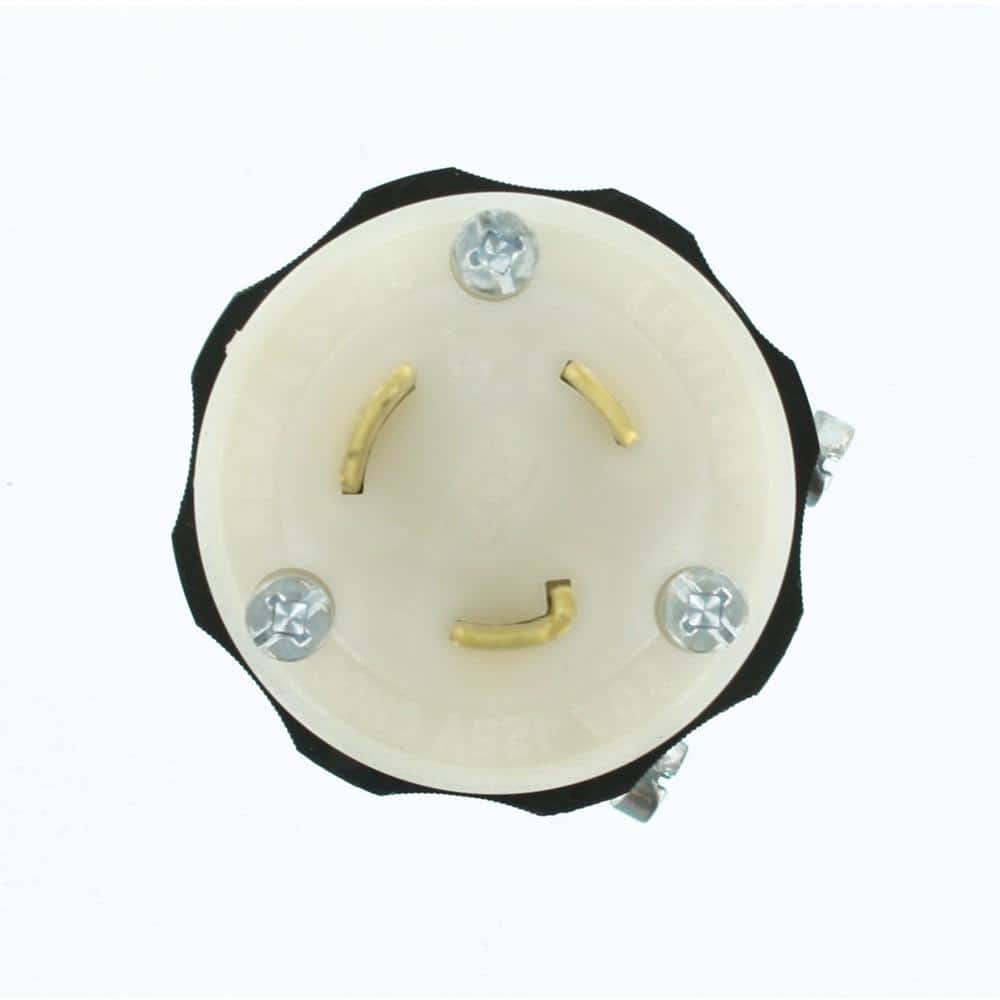 Leviton 20 Amp 125-Volt Locking Plug, Black and White 2311-CS (3)