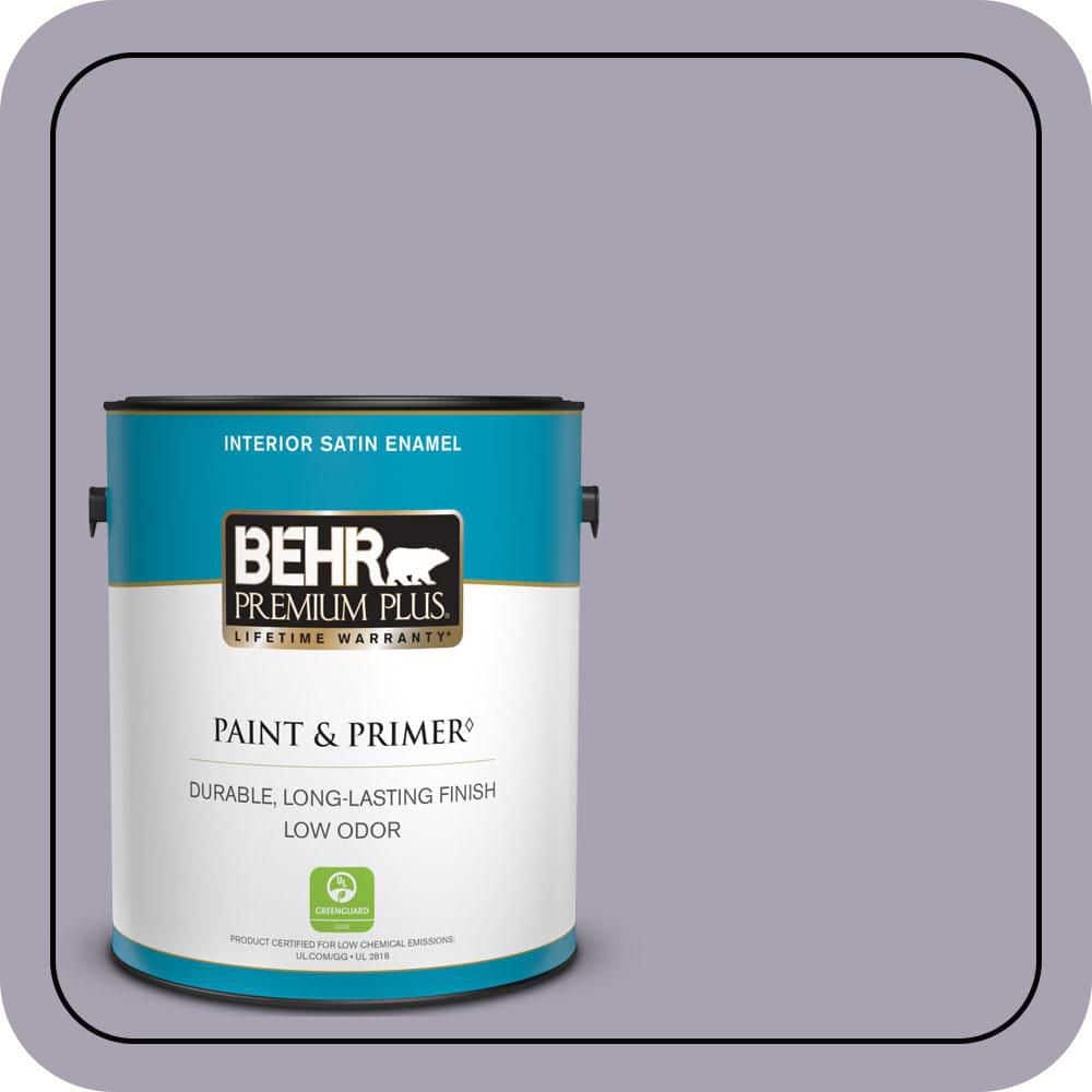 BEHR PREMIUM PLUS 1 gal. #N560-3 Luxe Lilac Satin Enamel Low Odor Interior Paint & Primer